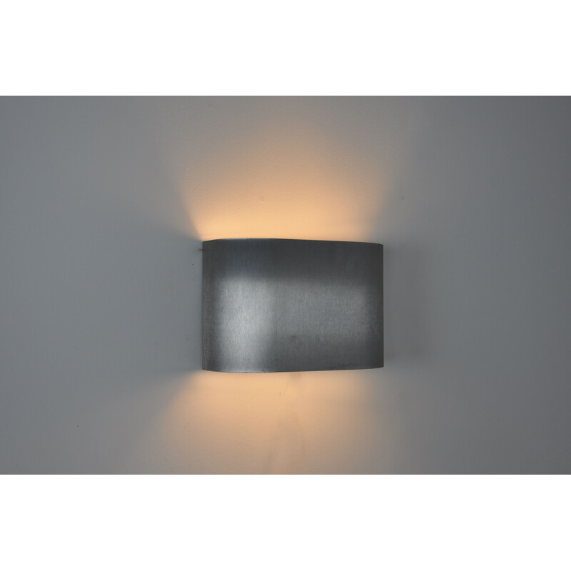 Vintage Brushed steel Wall Lamp, French 1950