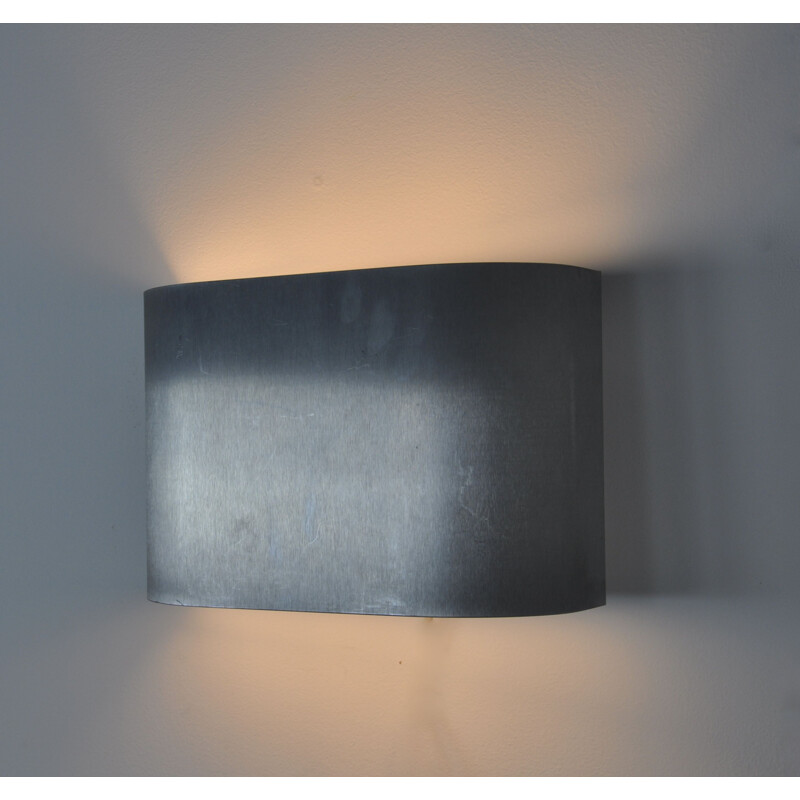 Vintage Brushed steel Wall Lamp, French 1950