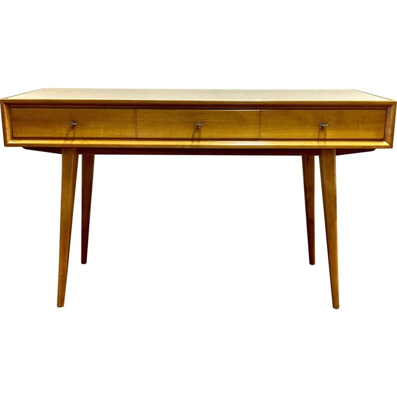 Vintage Beech and Scandinavian opaline desk 1950's 