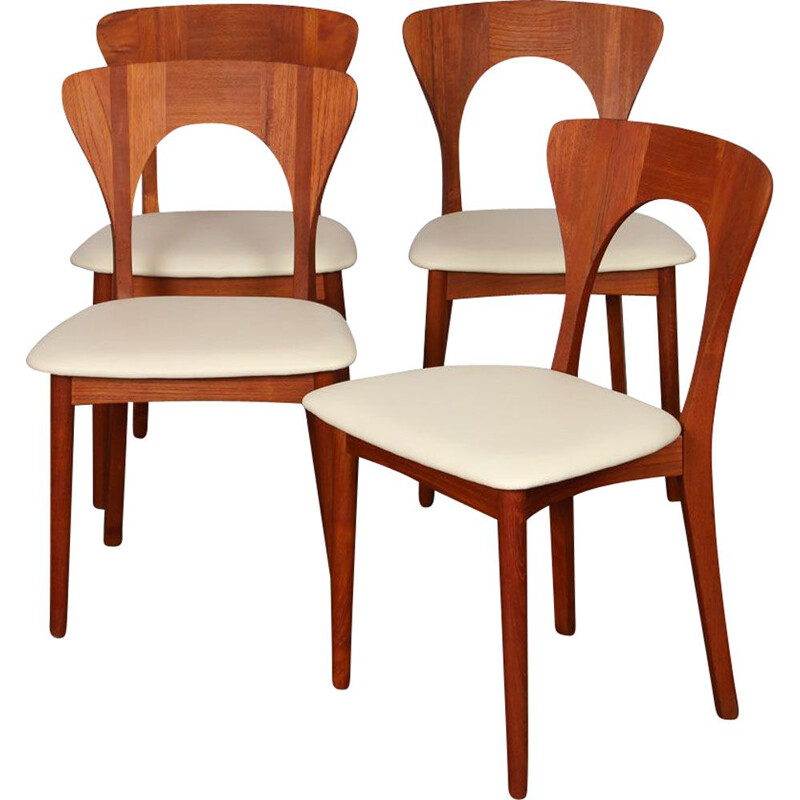 Suite of 4 vintage teak chairs by Niels Koefoed scandinaves 1958
