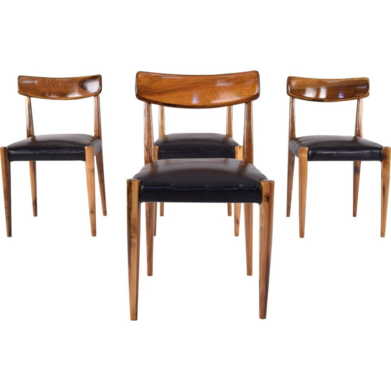 Set of 4 Mid Century Danish Oak Dining Chairs, Scandinavian 1950s