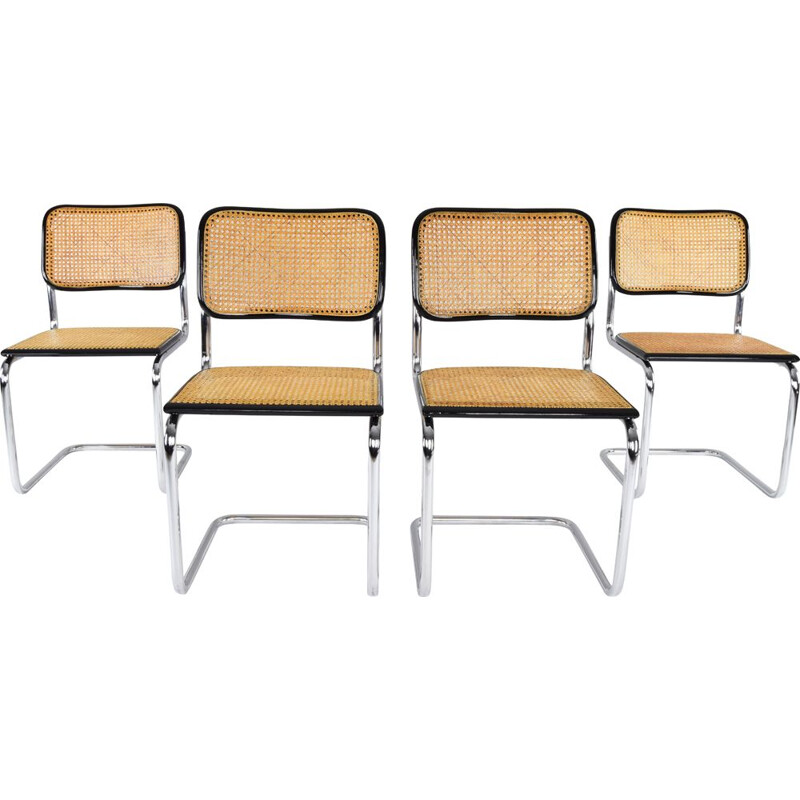 Ensemble de 4 chaises vintage Cesca Marcel Breuer B32, Italie 1970