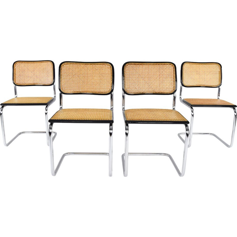 Set of 4 Cesca Chairs Marcel Breuer B32 , Italy 1970s