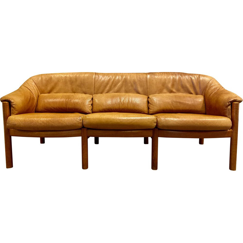 Vintage sofa teak and scandinavian leather 1950