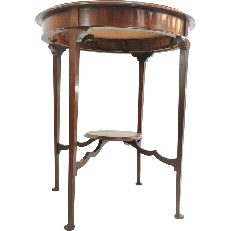 Vintage Circular Side Occasional Table Antique Edwardian Mahogany English 