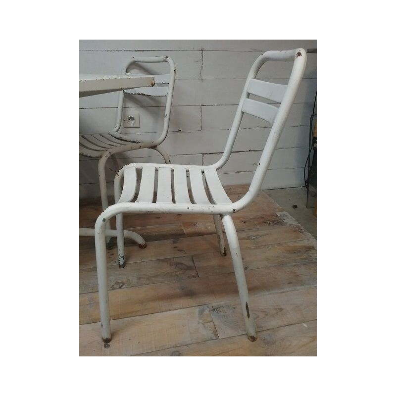 Set of 4 vintage chairs and a terrace table bistro Tolix 1950