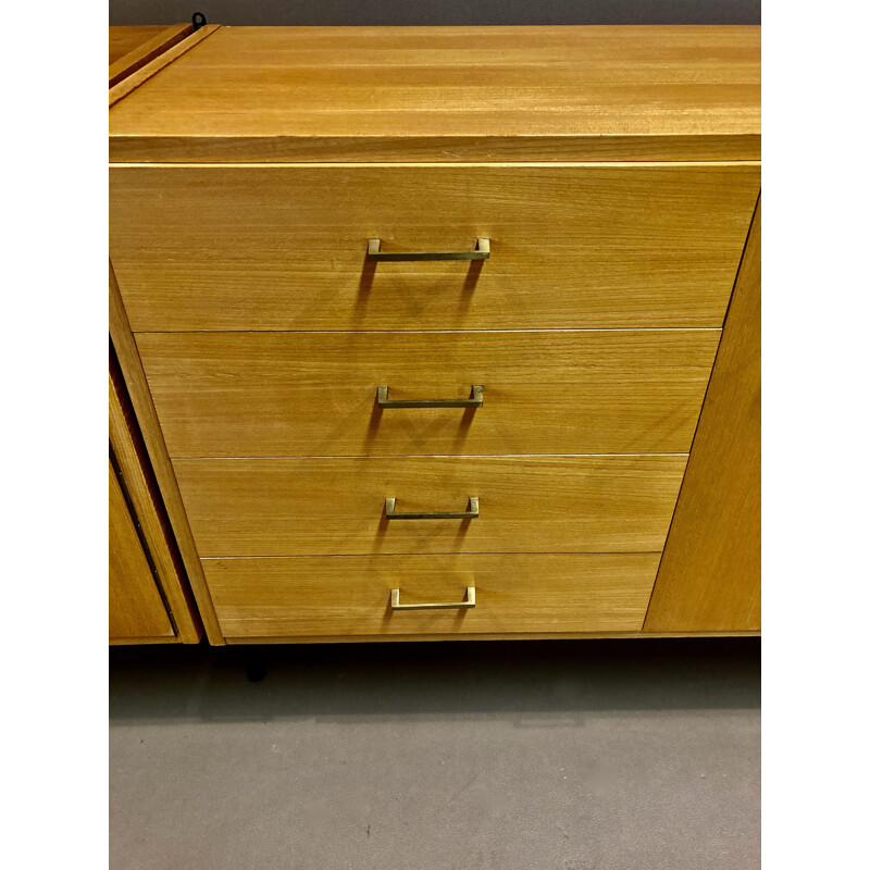 Vintage modular sideboard Beech and metal 1950's