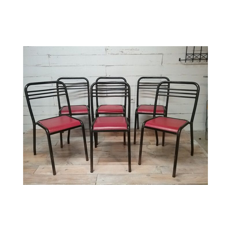 Set of 6 Vintage Tolix Chairs by Jean Pauchard for the Dijon 1950 campus