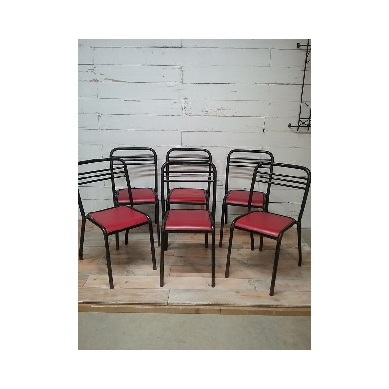 Set of 6 Vintage Tolix Chairs by Jean Pauchard for the Dijon 1950 campus