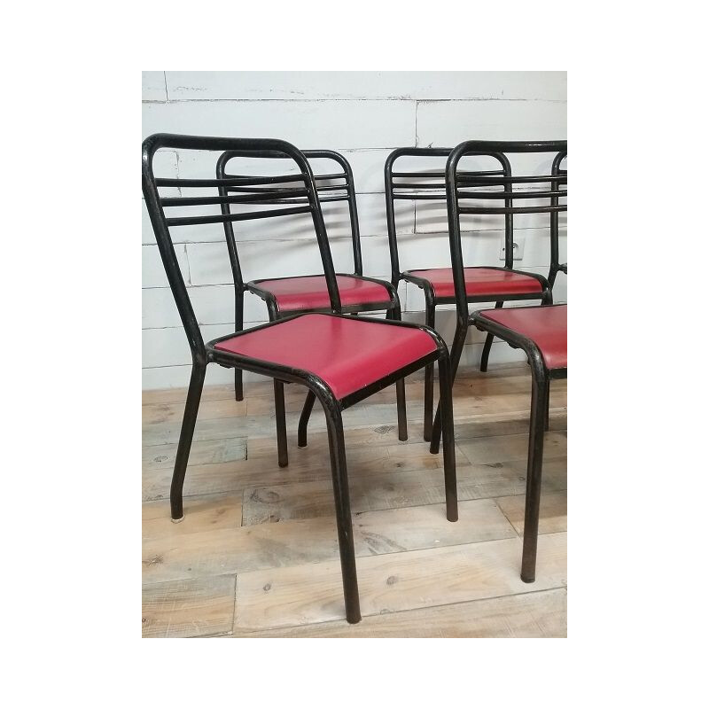 Set of 6 Vintage Tolix Chairs by Jean Pauchard for the Dijon 1950 campus