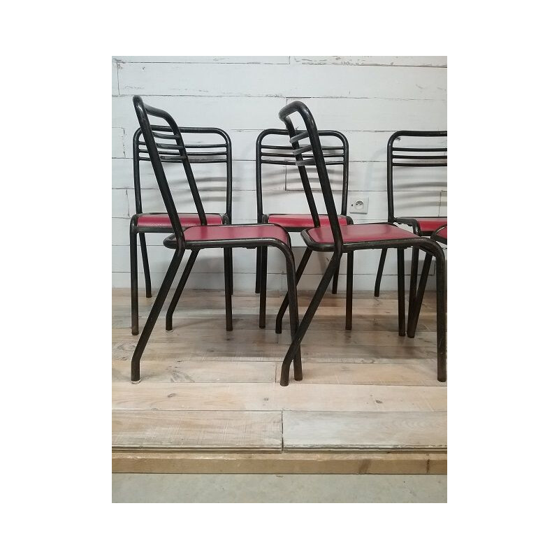 Set of 6 Vintage Tolix Chairs by Jean Pauchard for the Dijon 1950 campus