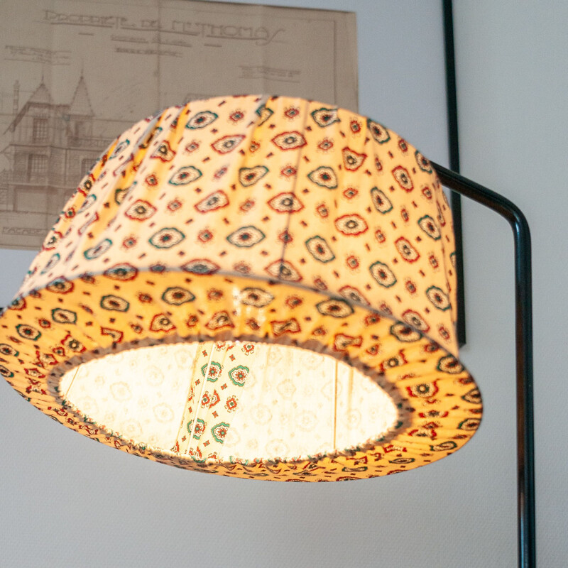 Vintage reading light composed of fabric lampshade and 2 newspaper doors 1960