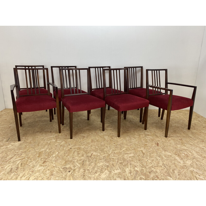 Set of 8 Mid Century Dining Chairs rosewood  by Archie Shine 1960s