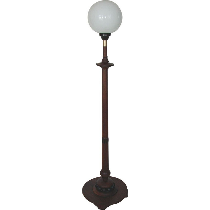 Vintage Art Deco floor lamp in wood, 1920