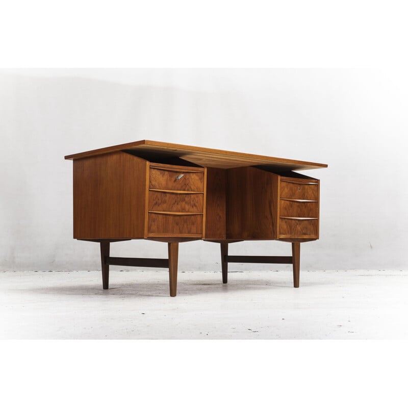 Vintage teak desk with bar, 1960s