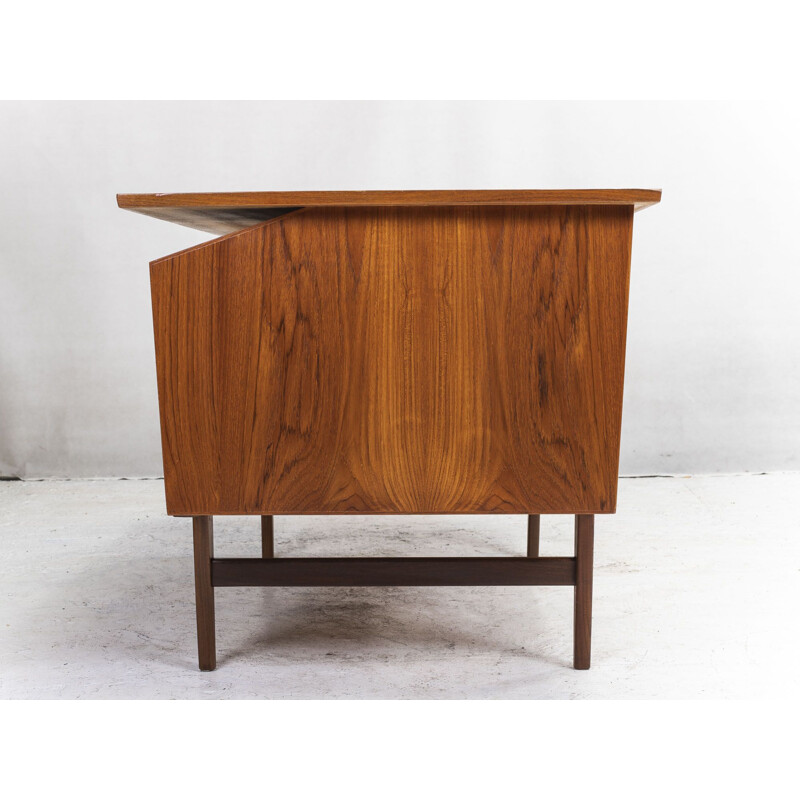 Bureau vintage en teck avec bar 1960