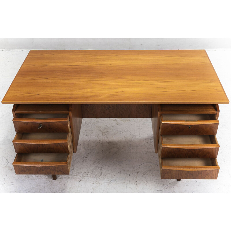 Vintage teak desk with bar, 1960s