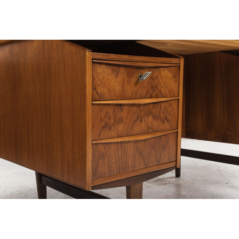 Vintage teak desk with bar, 1960s