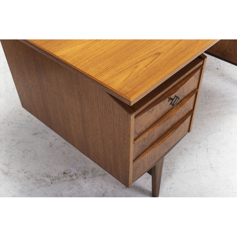 Vintage teak desk with bar, 1960s