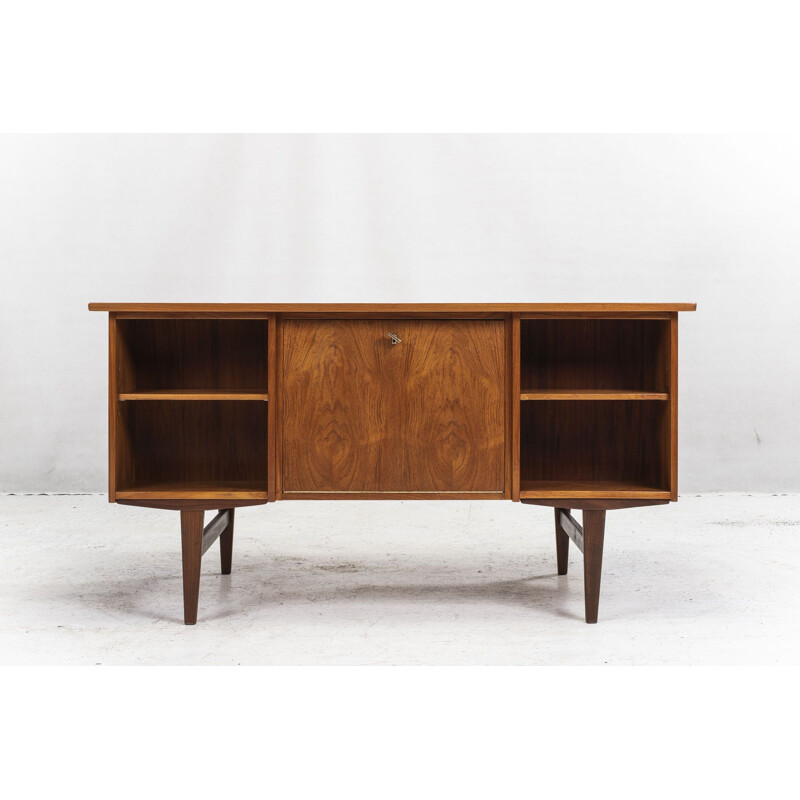 Bureau vintage en teck avec bar 1960