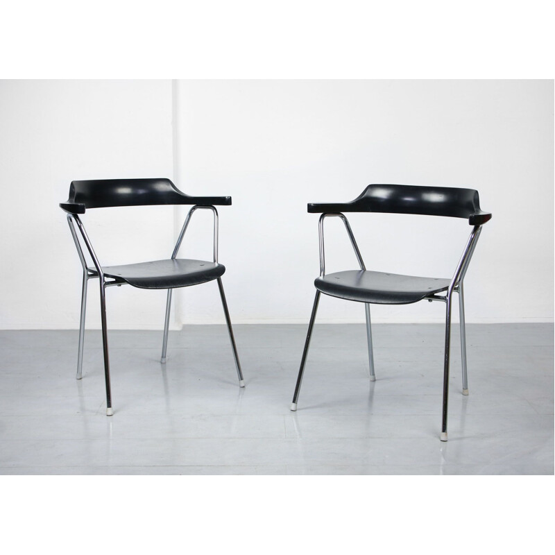 Pair of vintage 4455 black dining chairs by Niko Kralj