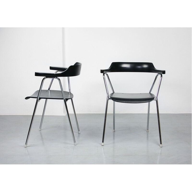 Pair of vintage 4455 black dining chairs by Niko Kralj