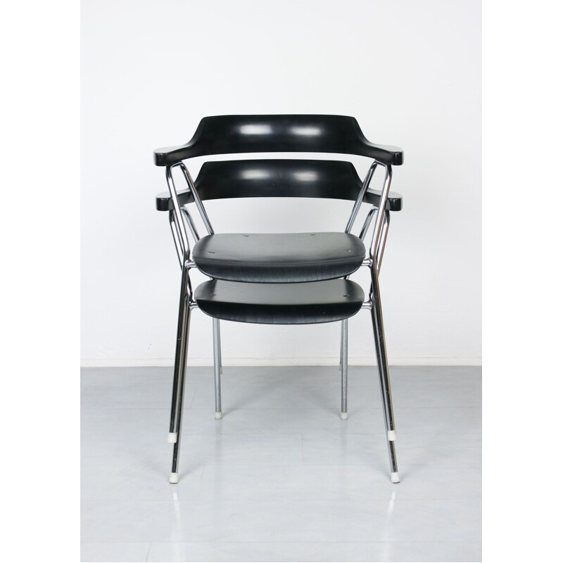 Paar vintage zwarte stoelen 4455 van Niko Kralj