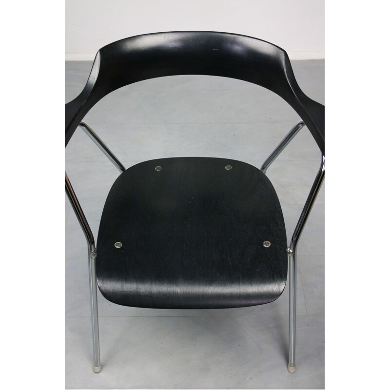 Paar vintage zwarte stoelen 4455 van Niko Kralj