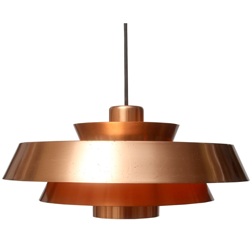 Fog & Morup "Nova" Scandinavian ceiling lamp in copper, Jo HAMMERBORG - 1960s