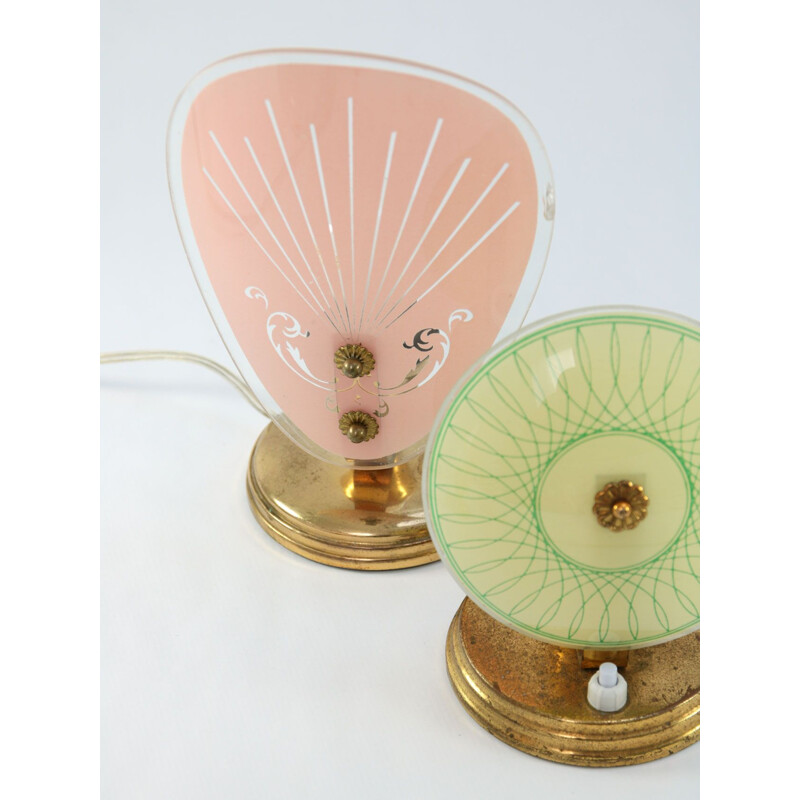 Ensemble de 3 lampes de table vintage en verre