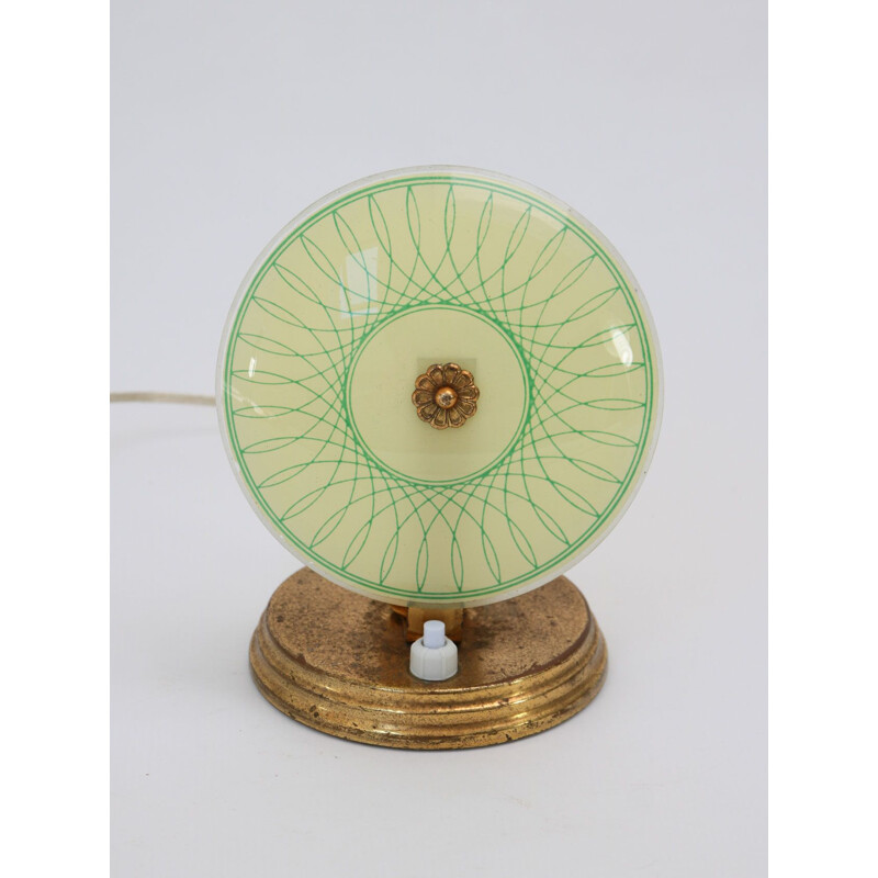 Vintage green glass table lamp