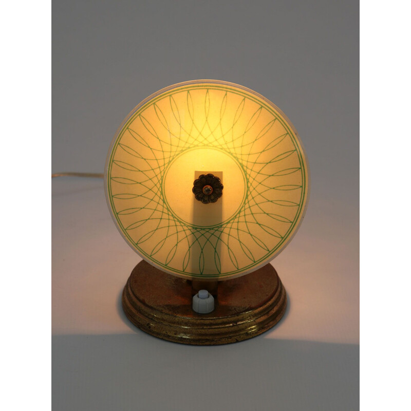 Vintage green glass table lamp