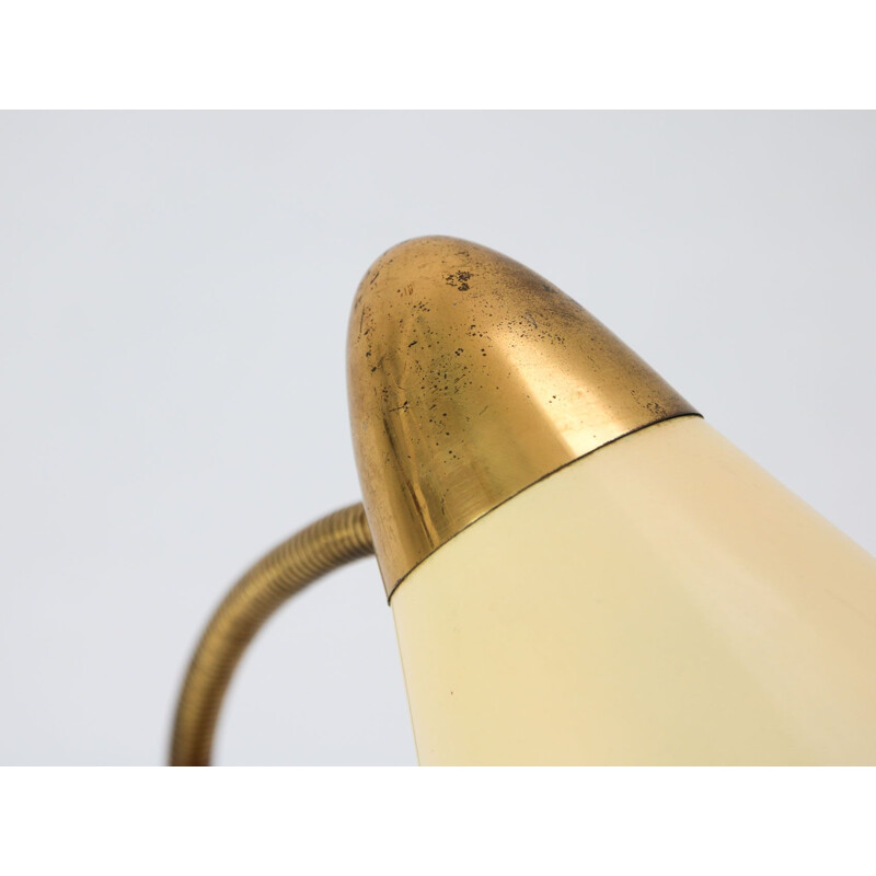 Mid-century brass big button table lamp