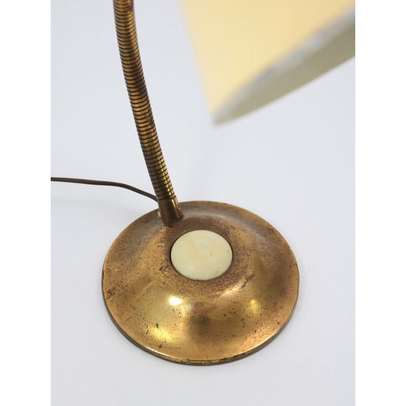 Mid-century brass big button table lamp