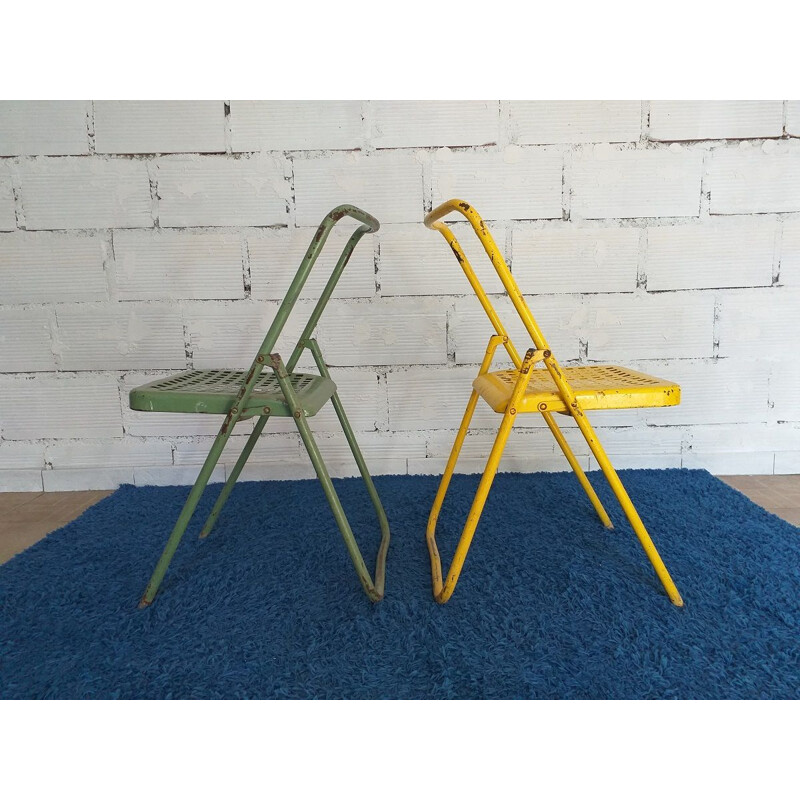 Vintage industrial folding chairs 1950