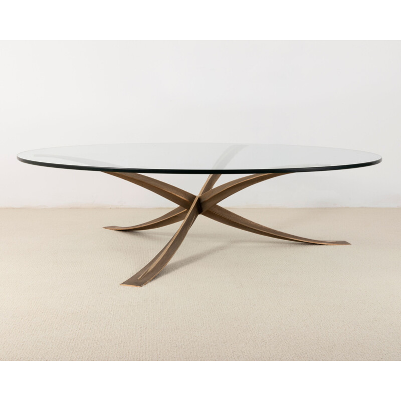 Vintage bronze coffee table Michel Mangematin 1960