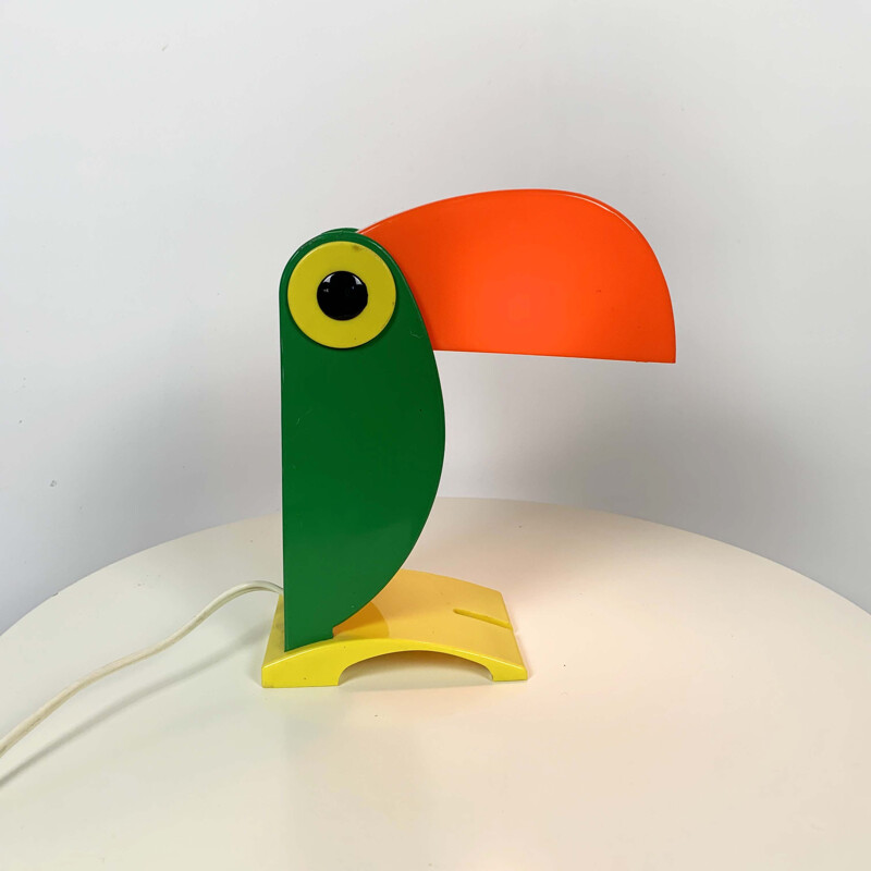 Vintage Toucan Table Lamp  Orange & Green by Old Timer Ferrari, 1960s