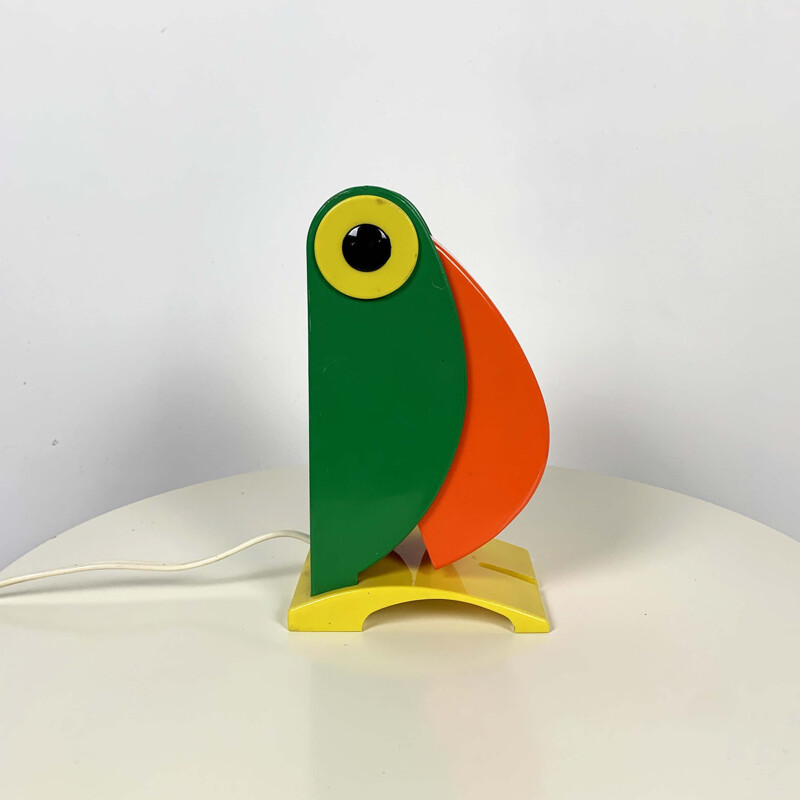 Vintage Toucan Table Lamp  Orange & Green by Old Timer Ferrari, 1960s