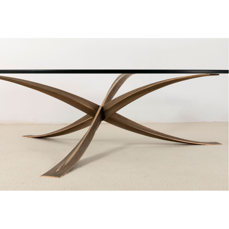 Vintage bronze coffee table Michel Mangematin 1960