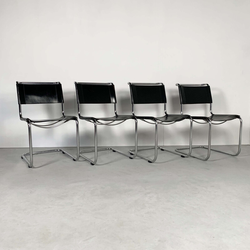 Set of 4 vintage Chairs in Leather by Mart Stam, 1930s