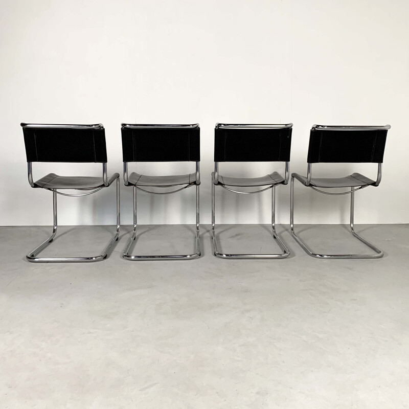 Set of 4 vintage Chairs in Leather by Mart Stam, 1930s