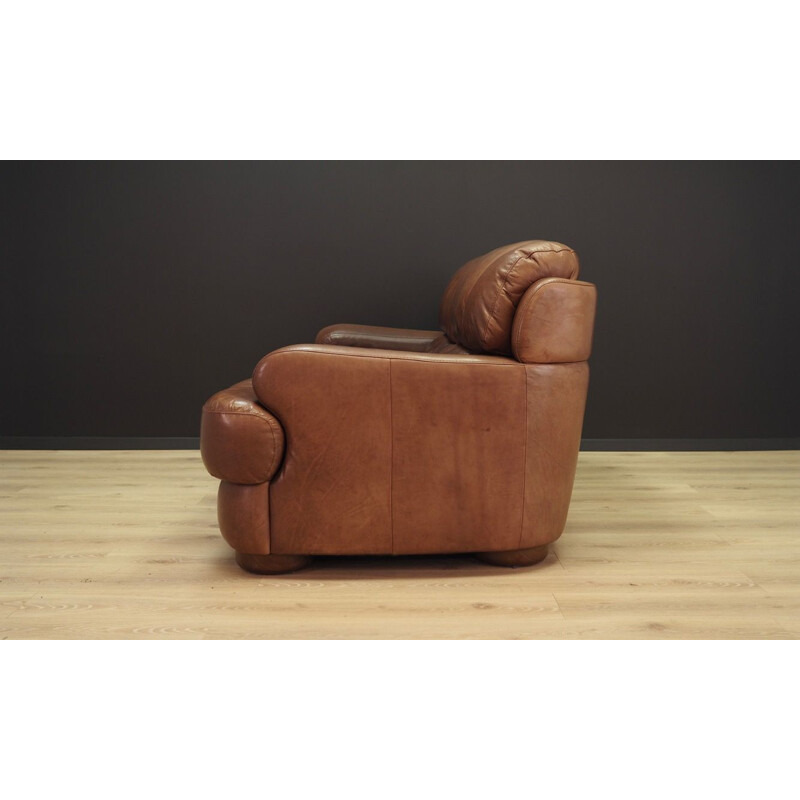 Vintage Armchair Scandinavian leather brown Danish 1960s