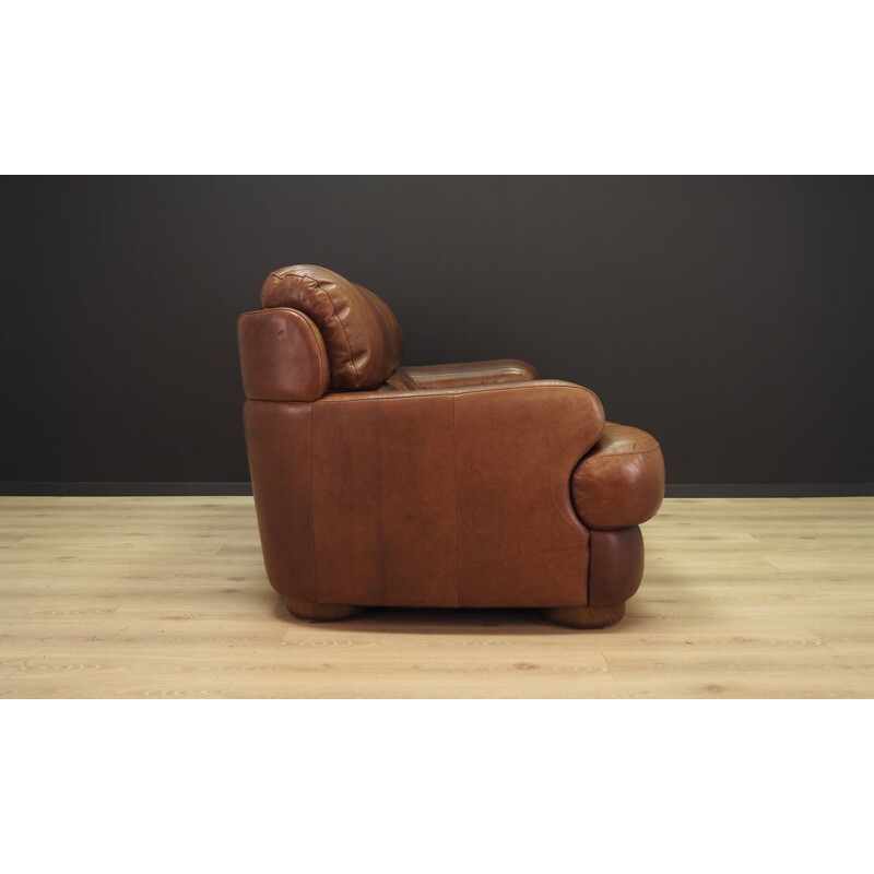 Vintage Armchair Scandinavian leather brown Danish 1960s