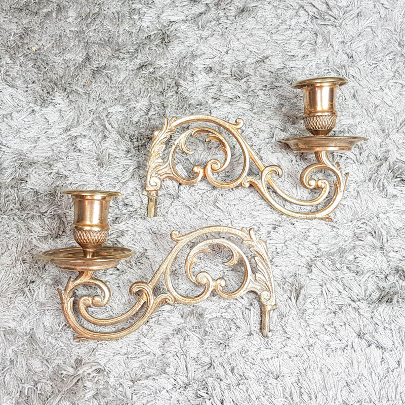 Pair of Art Nouveau style bronze vintage piano candleholders Soliflore Piano 1900