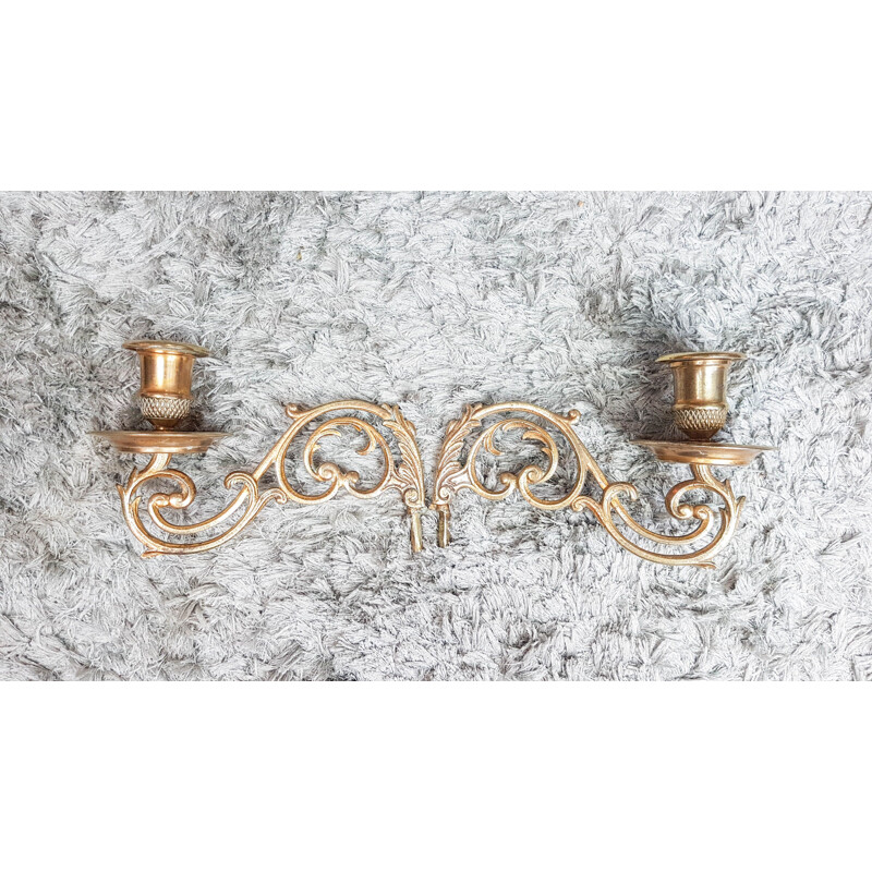 Pair of Art Nouveau style bronze vintage piano candleholders Soliflore Piano 1900