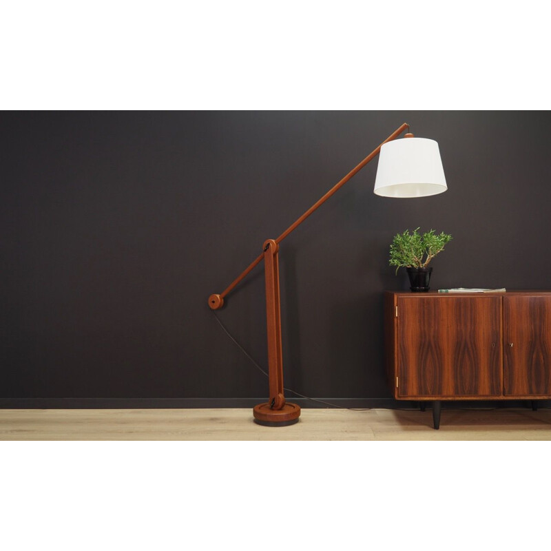 Vintage floor lamp teak wood Scandinavian 1970's