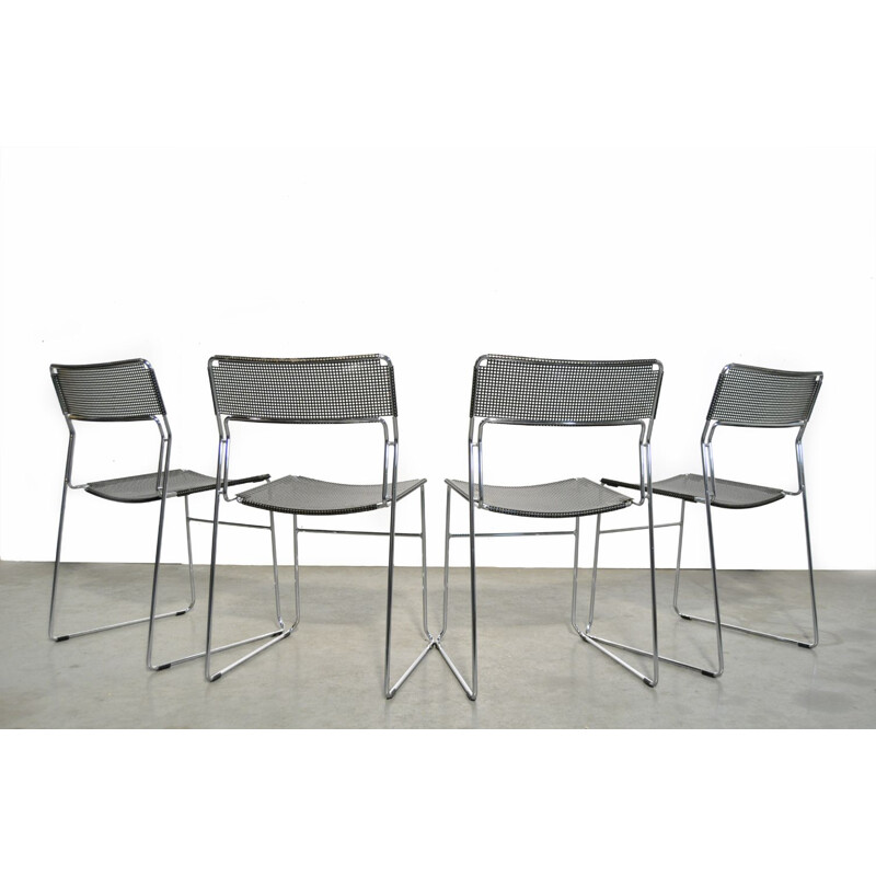 Set of 4 vintage stackable dining chairs, model Sultana, from the Italian house Arrben International, 1980s 