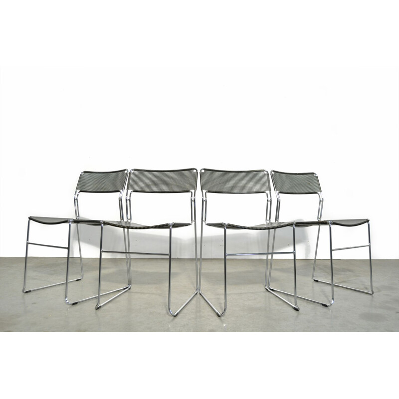 Set of 4 vintage stackable dining chairs, model Sultana, from the Italian house Arrben International, 1980s 