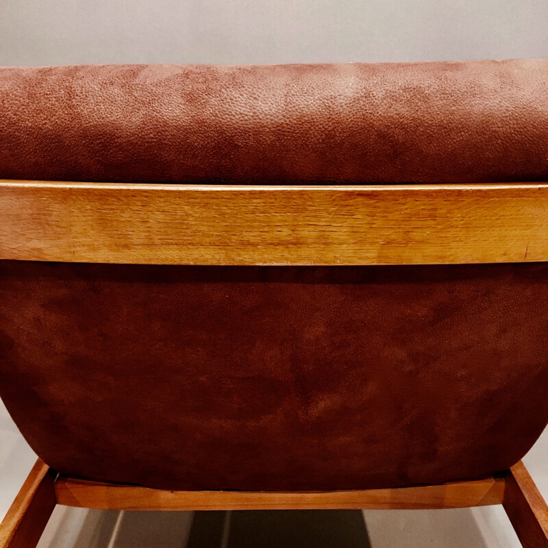 Vintage teak camel scandinavian armchair 1950