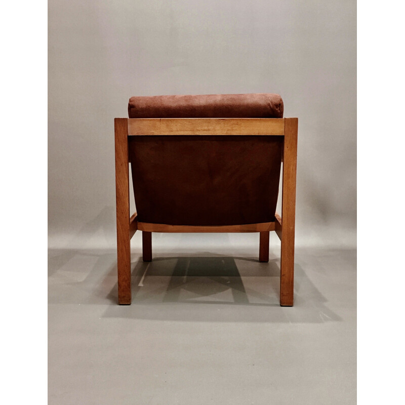 Vintage teak camel scandinavian armchair 1950